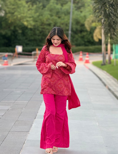Bandhej Banno Bell Bottom Suit