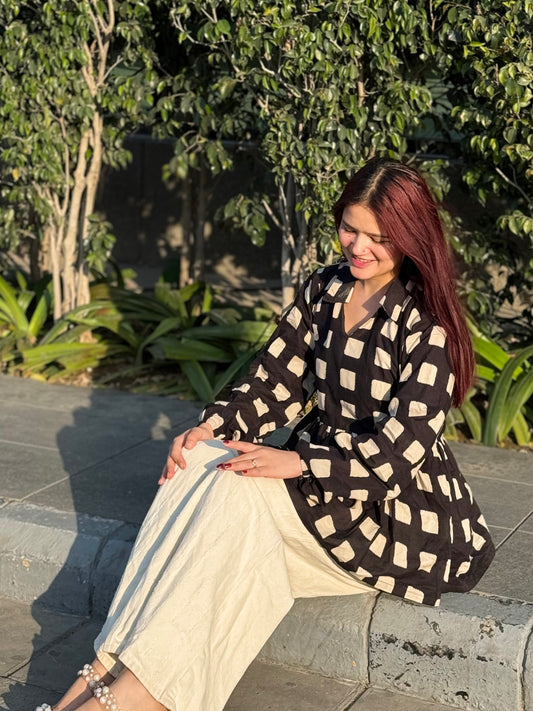 Box Collared Peplum Kurti