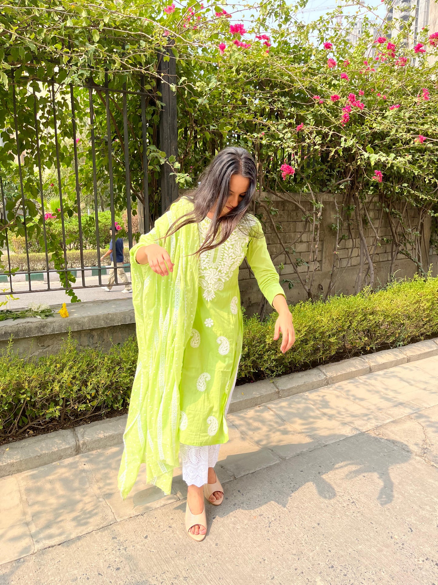 Light Green Chikankari Kurti set