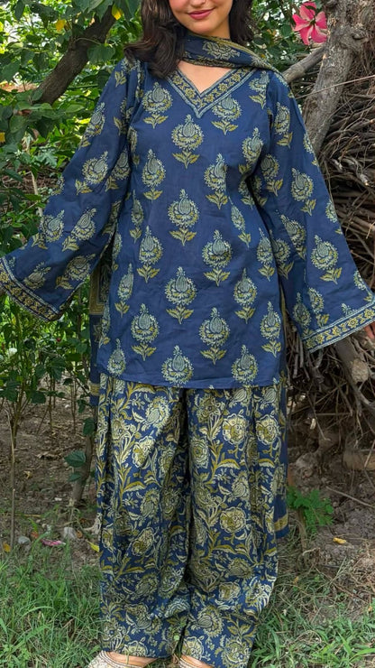 Dimpal Farshi Set ( With plain matching chiffon dupatta)