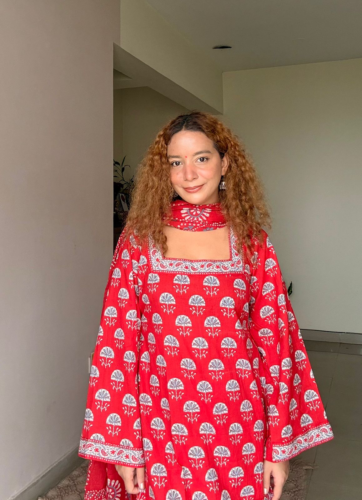 Red Velvet Plazo Set
