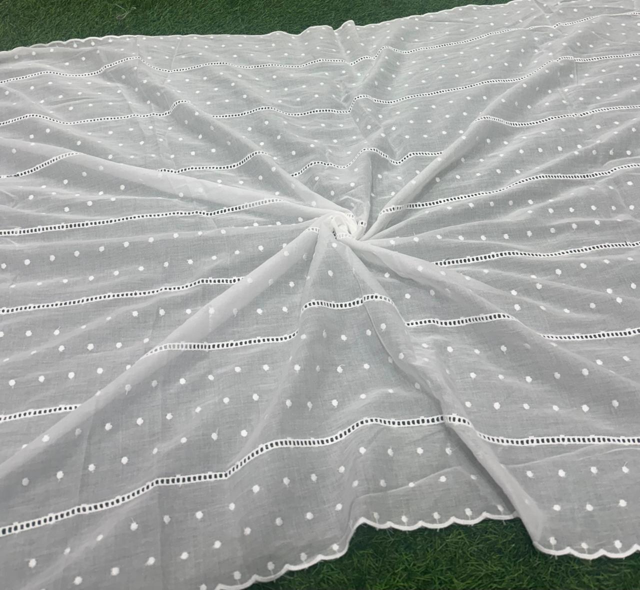 White Dyeable Embroidered Dupatta
