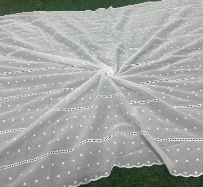 White Dyeable Embroidered Dupatta