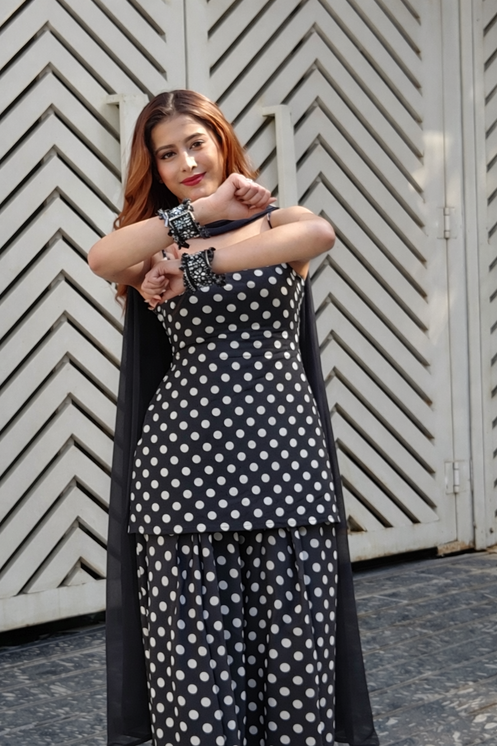 Black Polka Dot Farshi Salwar Set