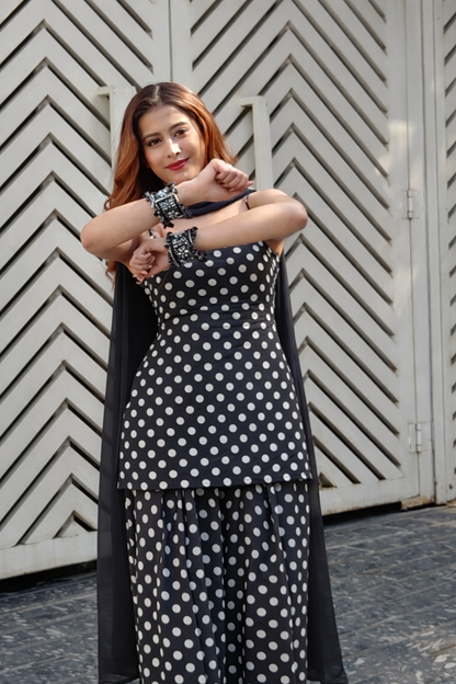 Black Polka Dot Farshi Salwar Set