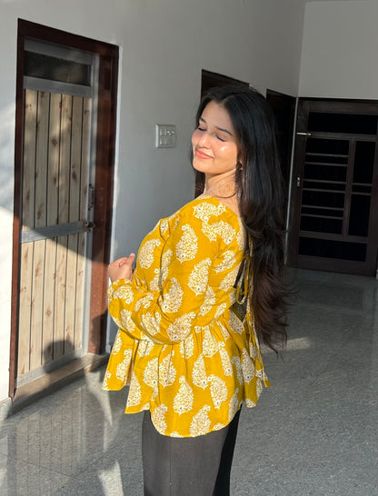 Besan Peplum Backless Kurti
