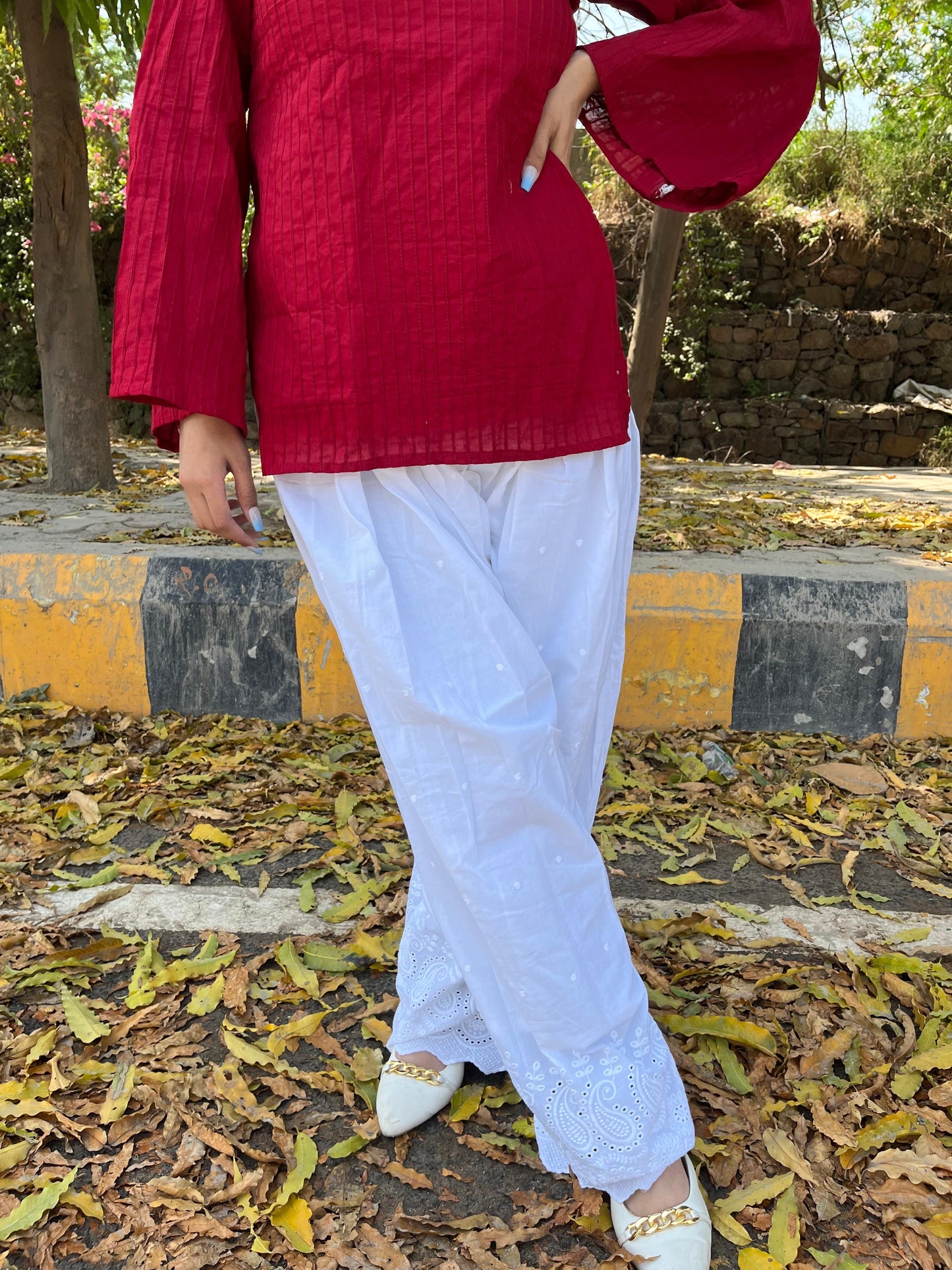White Embroidered Farshi Salwar