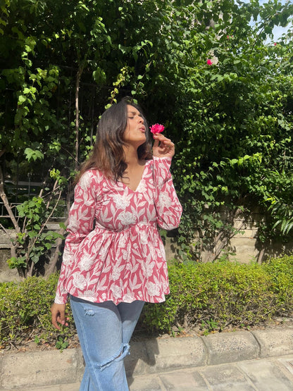 Pink Bloom Short Kurti Top