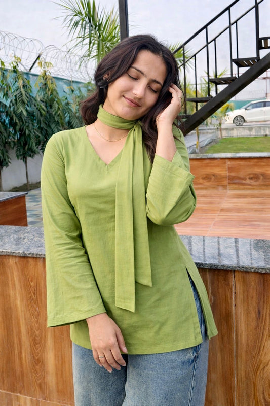 Sage Short Kurti ( with neck band)