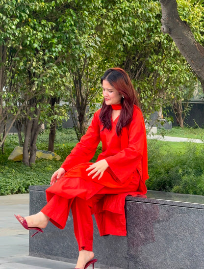 Surkh Straight Suit Set