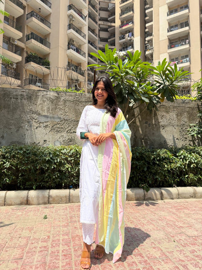 Rangvasant Chikankari suit set ( with pastel dupatta )
