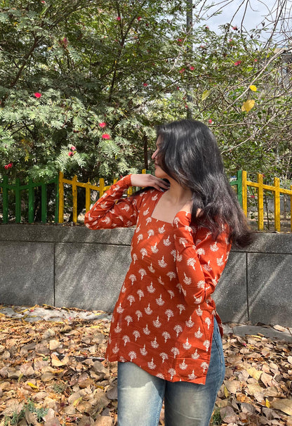 Rusty Straight Short Kurti