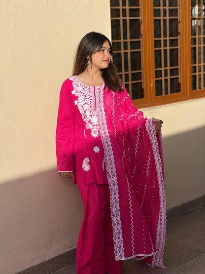 Pink Chikankari Set
