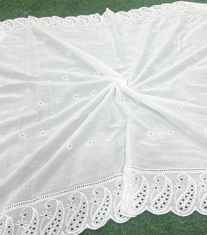 White Dyeable Embroidered Dupatta