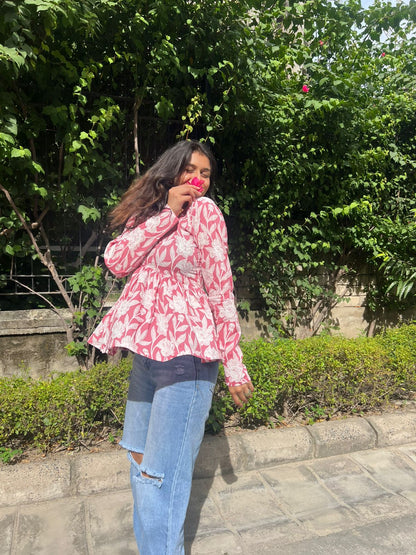 Pink Bloom Short Kurti Top