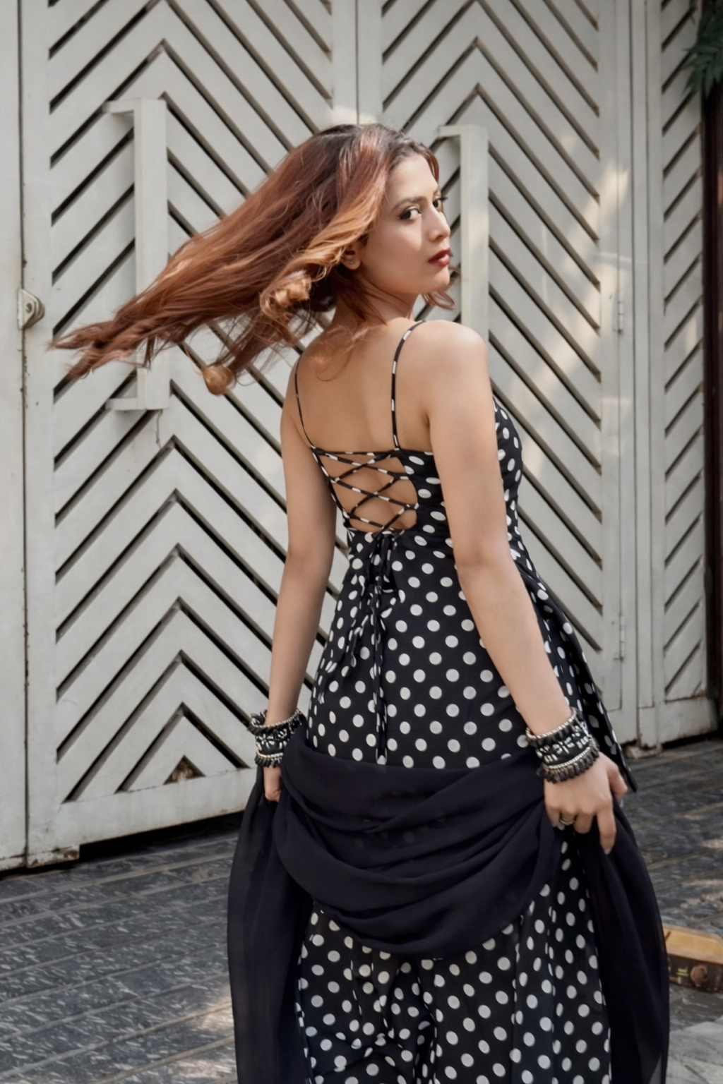 Black Polka Dot Farshi Salwar Set