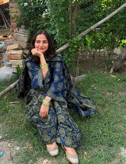 Dimpal Farshi Set ( With plain matching chiffon dupatta)