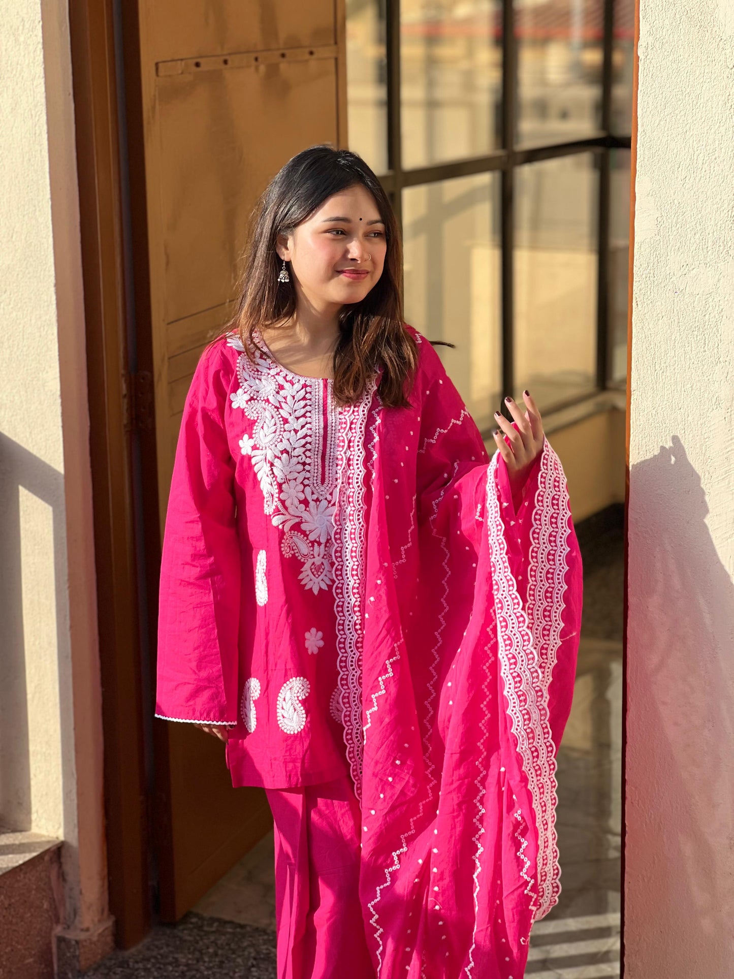 Pink Chikankari Set