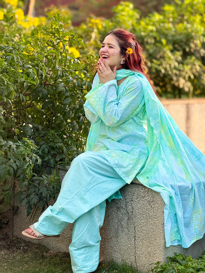 Sky tie-dye hakoba Farshi salwar Set