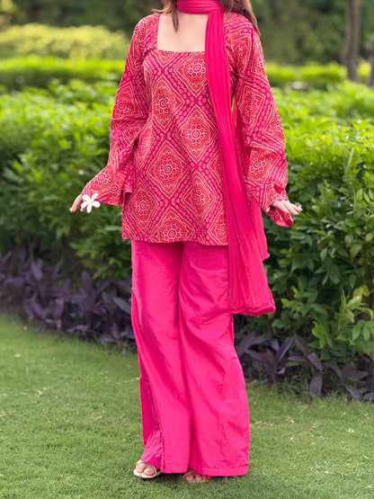 Bandhej Banno Bell Bottom Suit