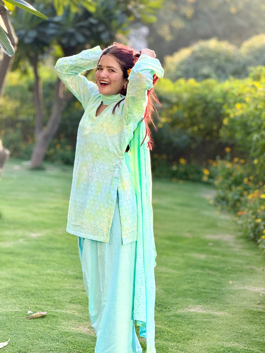 Sky tie-dye hakoba Farshi salwar Set
