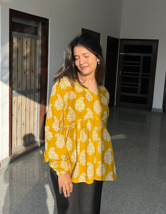 Besan Peplum Backless Kurti