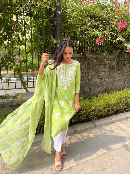 Light Green Chikankari Kurti set