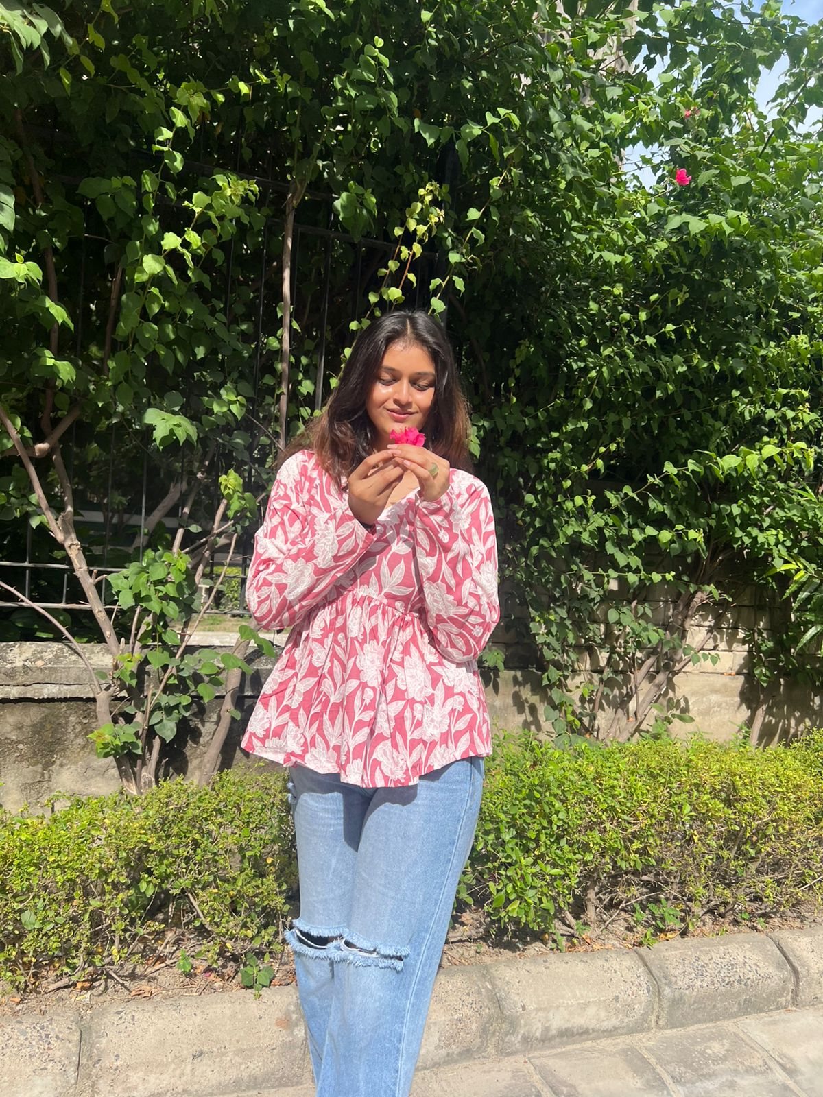 Pink Bloom Short Kurti Top