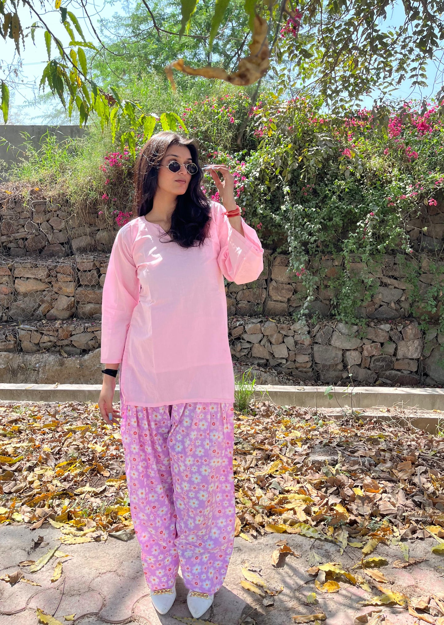 Pink daisy Farshi Set