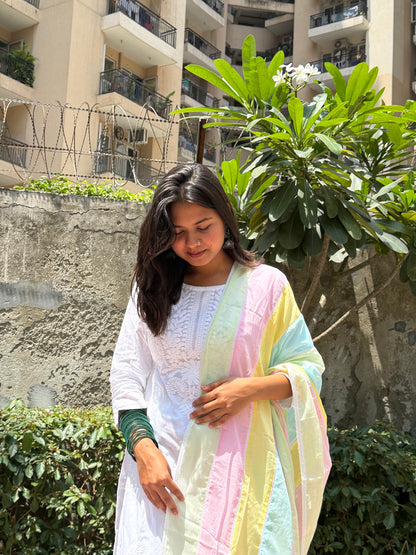 Rangvasant Chikankari suit set ( with pastel dupatta )