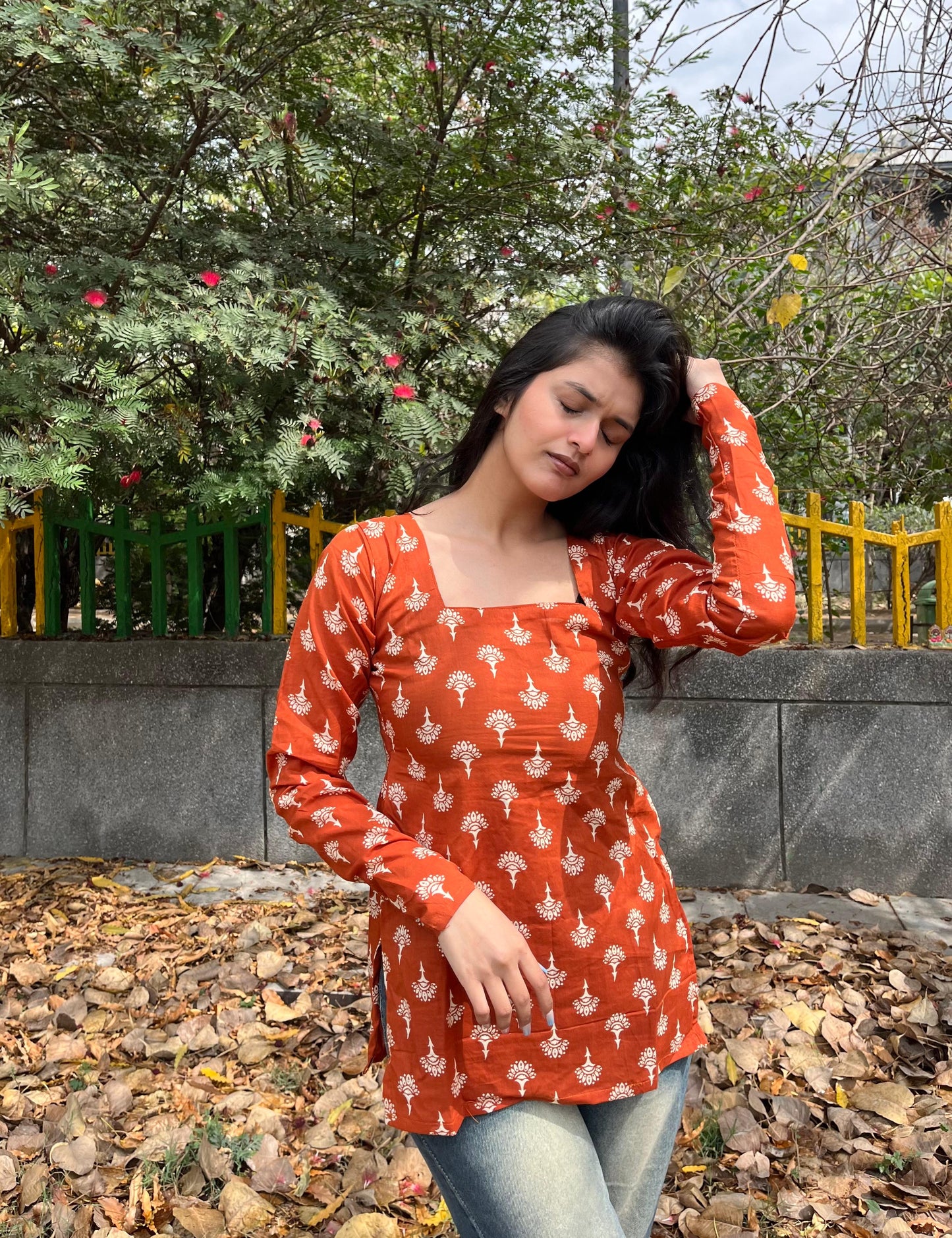 Rusty Straight Short Kurti
