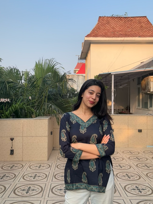 Blue Beauty Straight Short Kurti