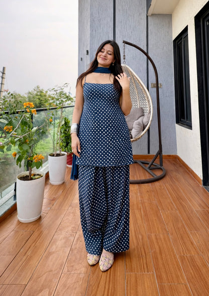 Blue polka Farshi Salwar Set