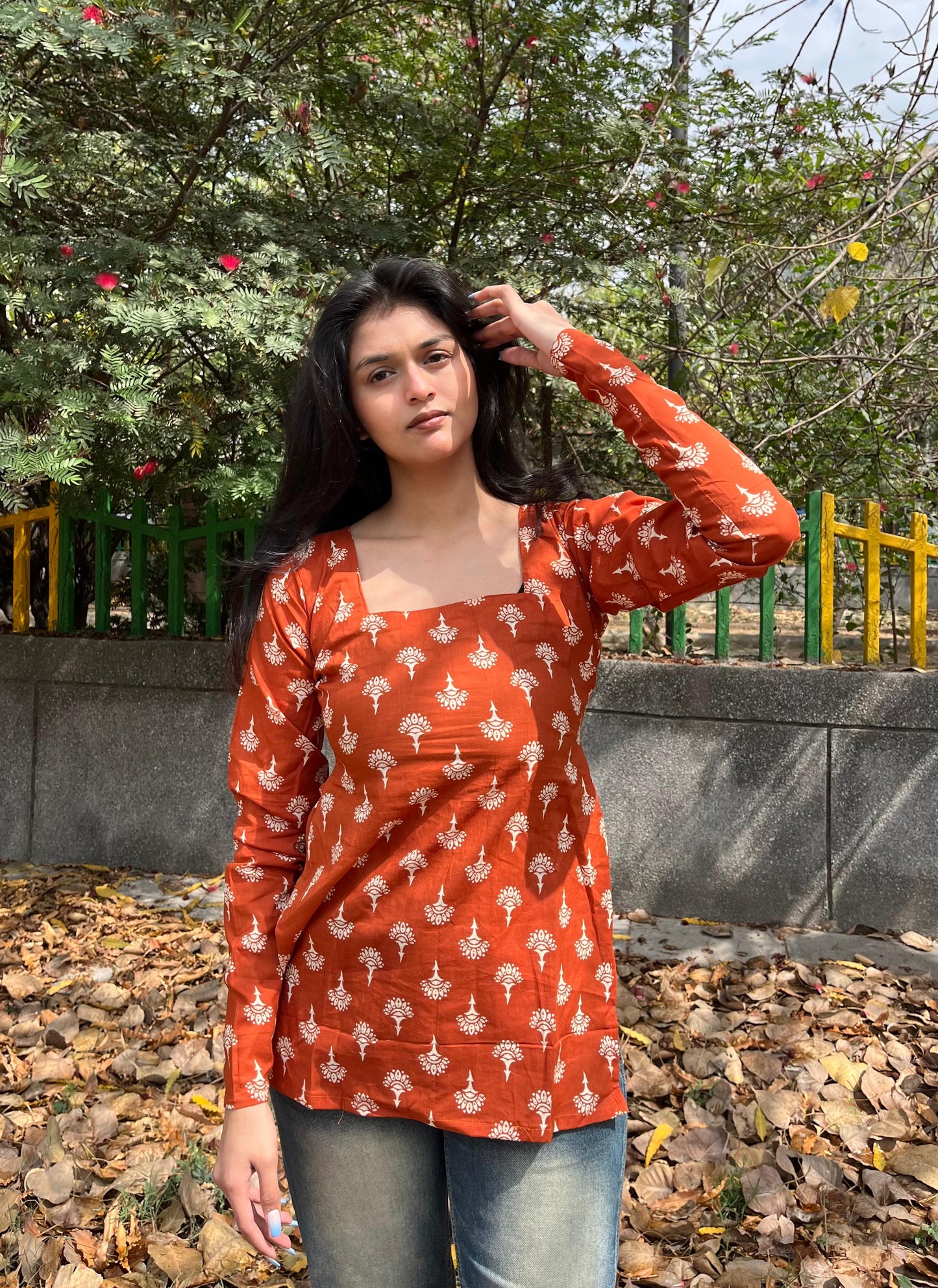 Rusty Straight Short Kurti