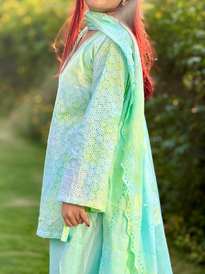 Sky tie-dye hakoba Farshi salwar Set