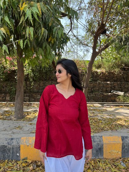 Maroon pintex kurti