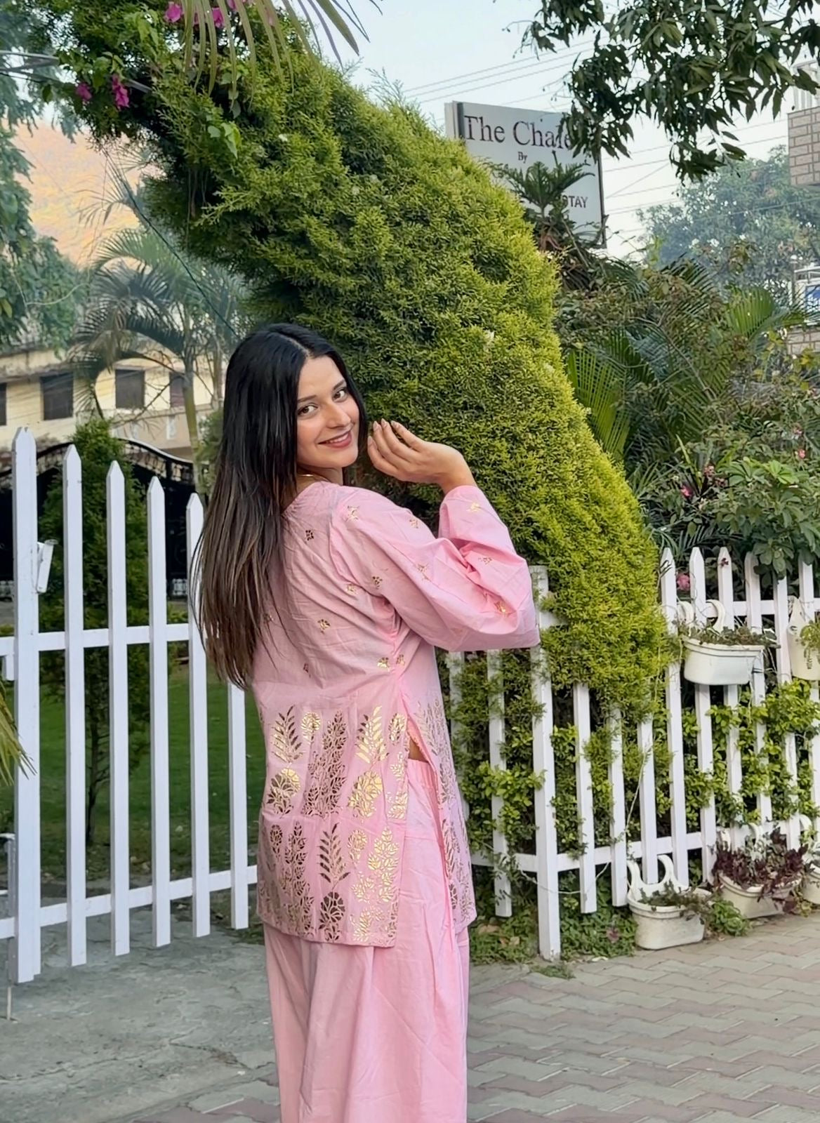 Pink Almond Farshi Salwar Set