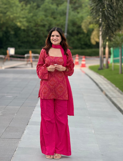 Bandhej Banno Bell Bottom Suit