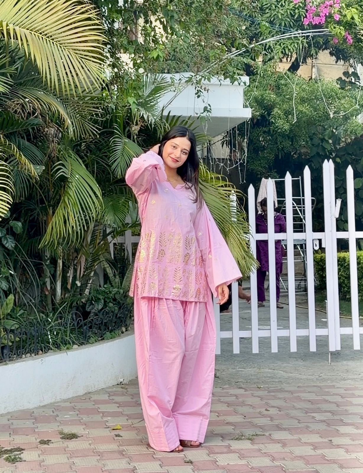 Pink Almond Farshi Salwar Set