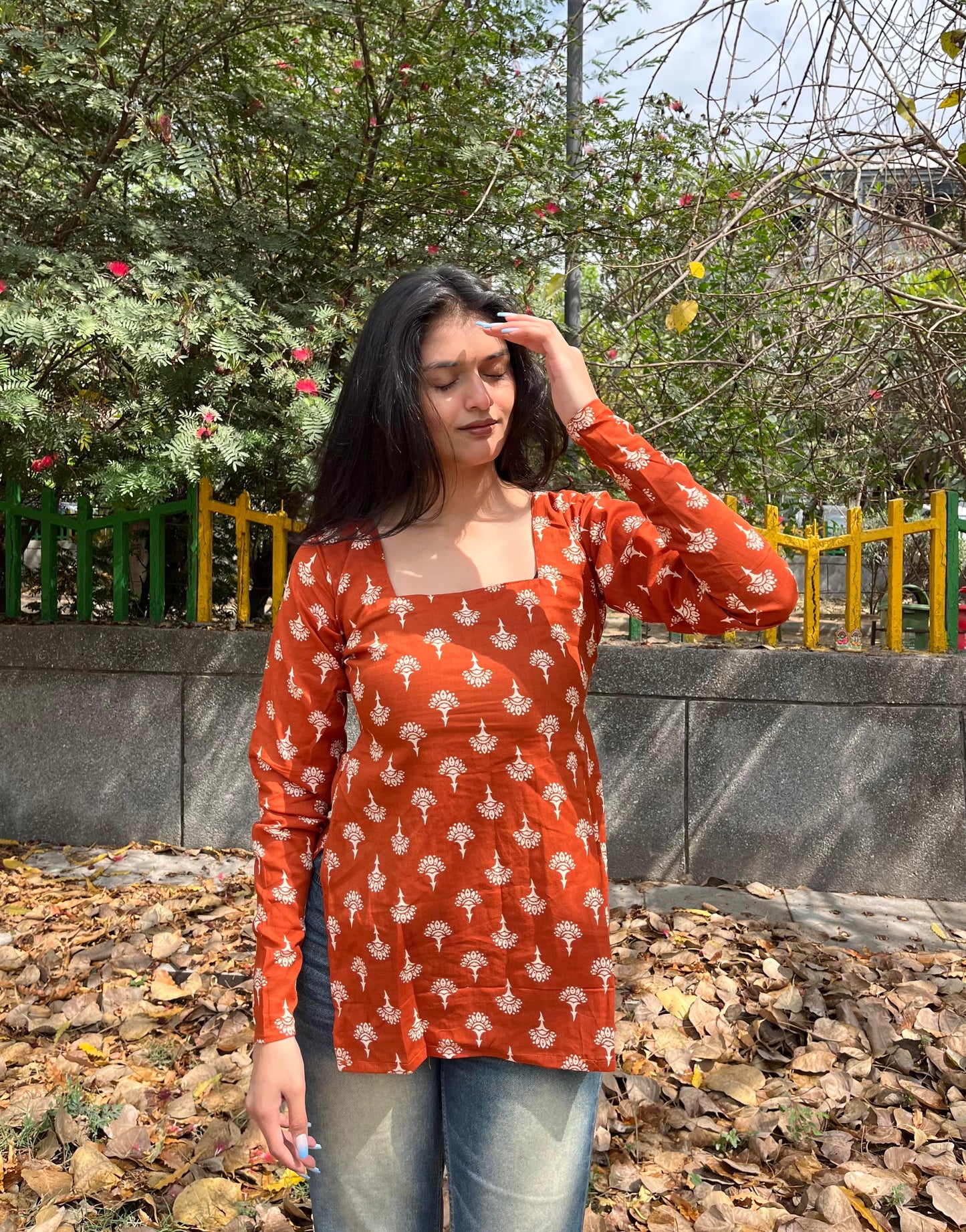 Rusty Straight Short Kurti