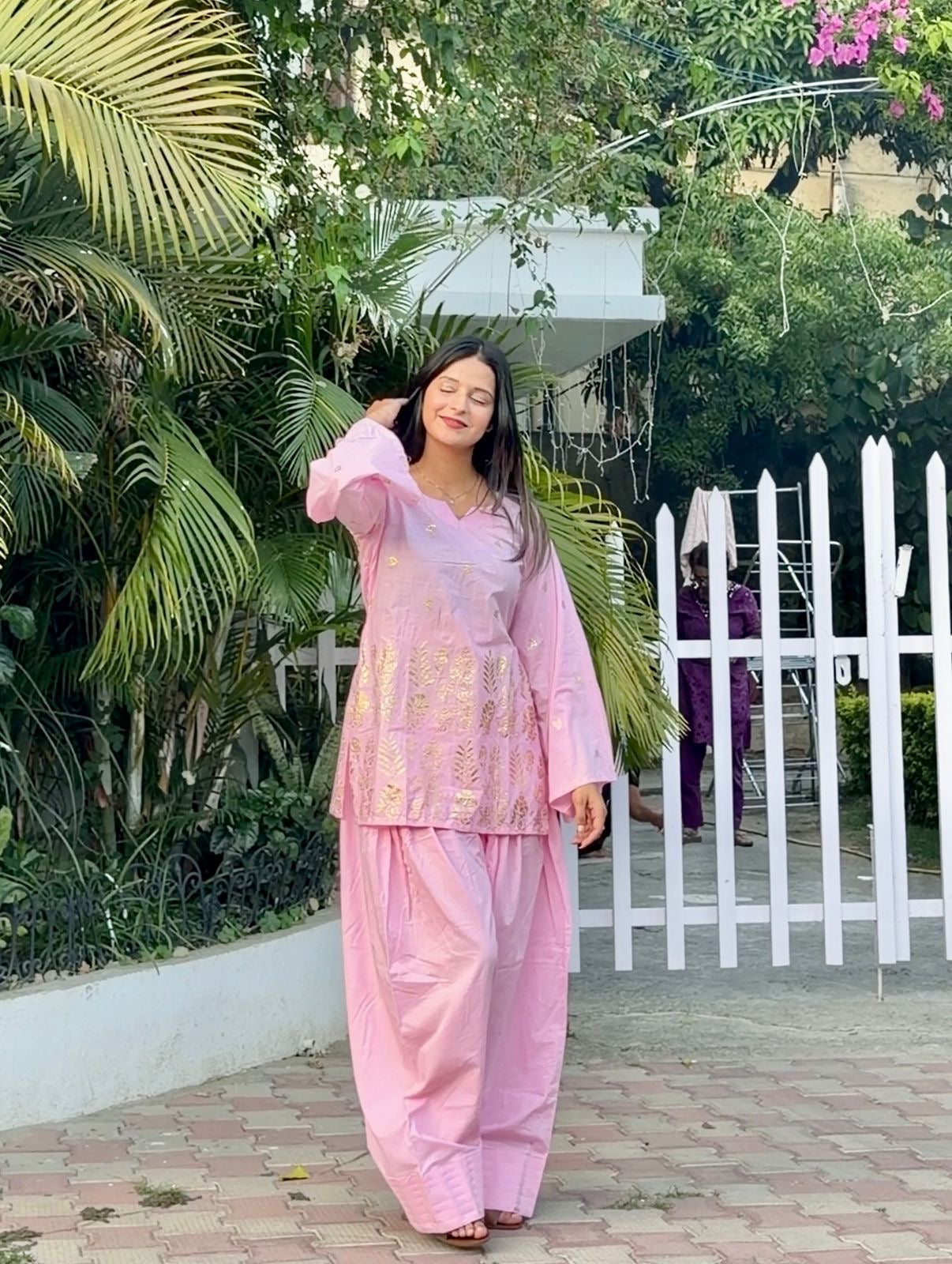 Pink Almond Farshi Salwar Set