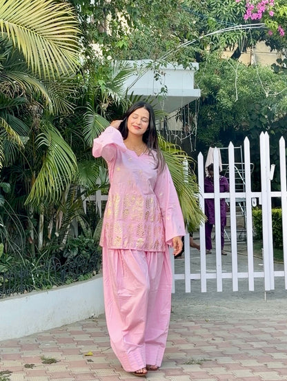 Pink Almond Farshi Salwar Set