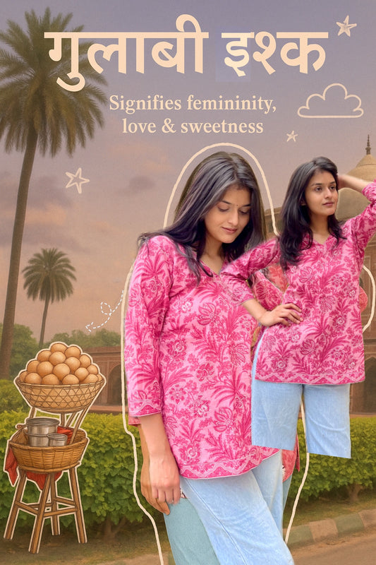 Gulabi Ishq Straight Short Kurti