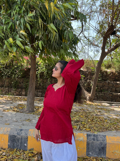Maroon pintex kurti