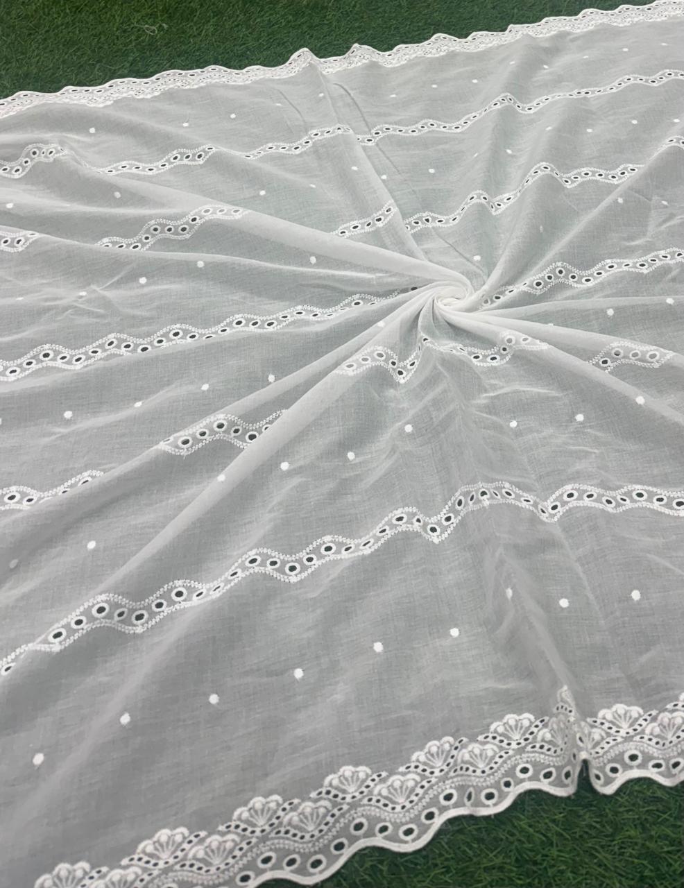 White Dyeable Embroidered Dupatta
