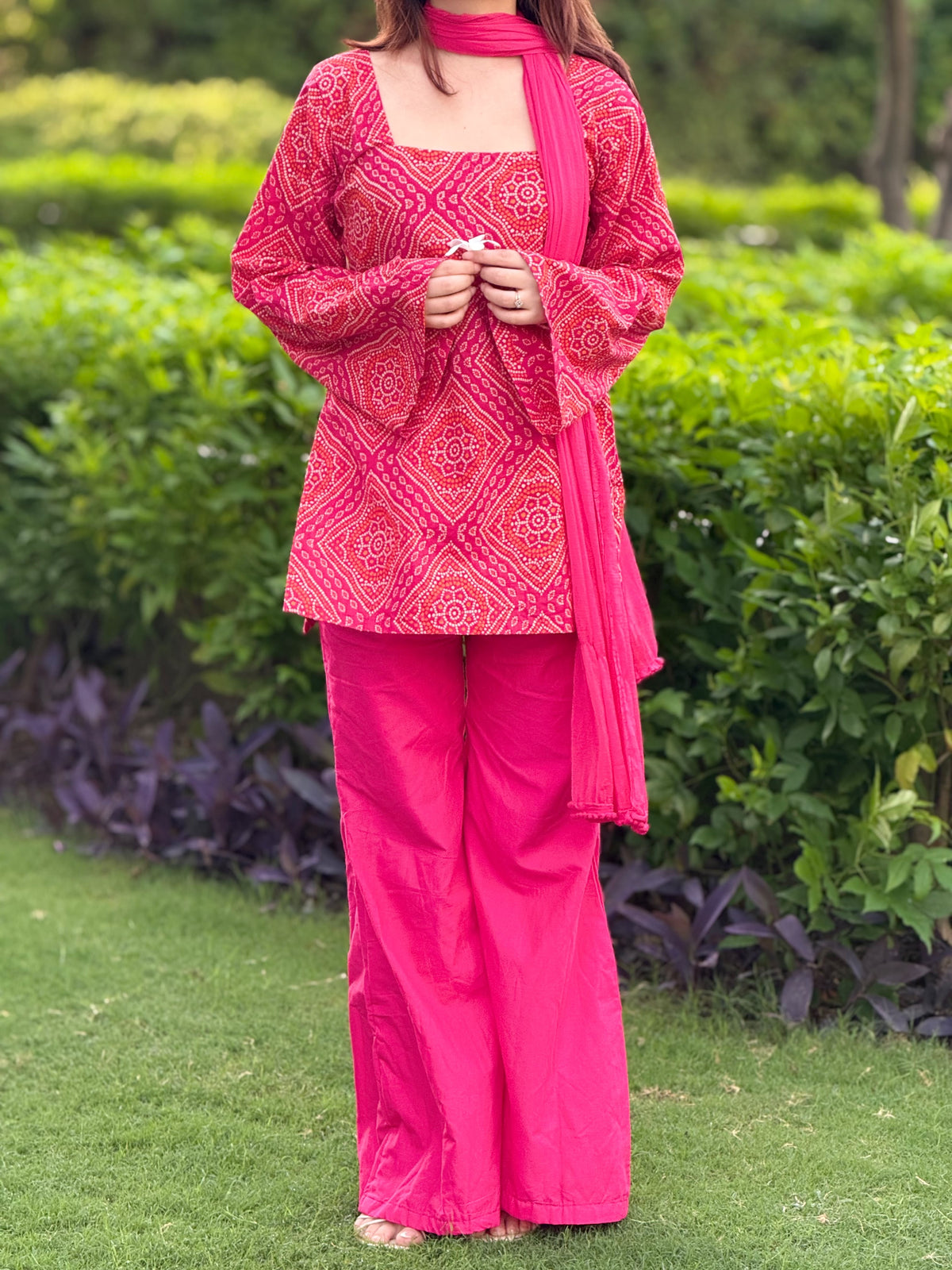 Bandhej Banno Bell Bottom Suit