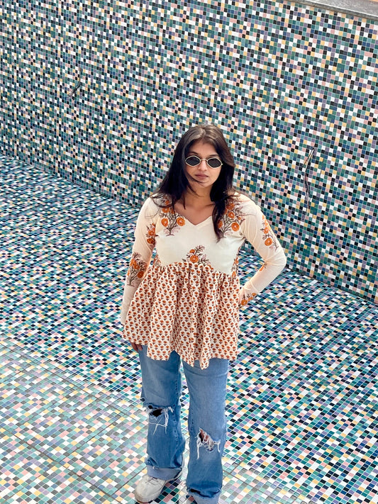 Miya Dual Print Peplum Kurti