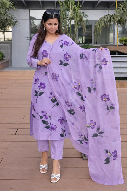 Handpainted Lilac  Suit Set