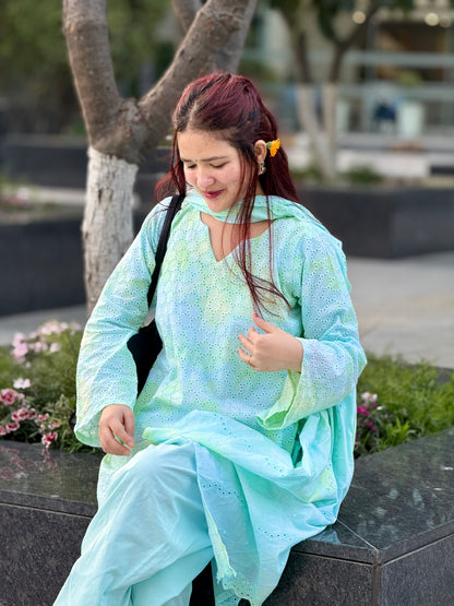 Sky tie-dye hakoba Farshi salwar Set