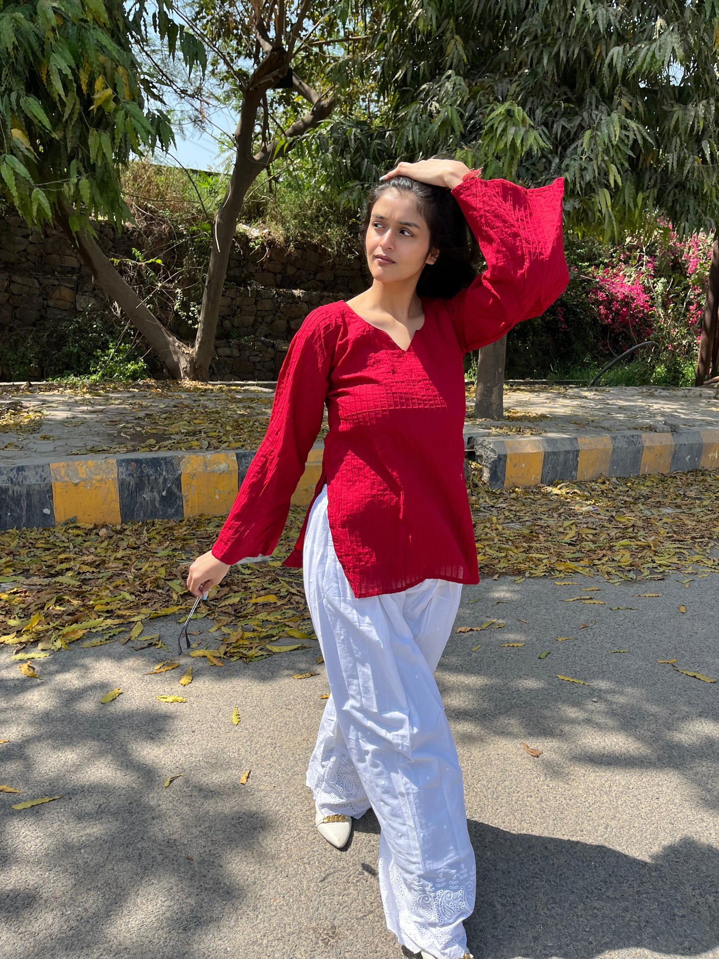 Maroon pintex Farshi Salwar Set